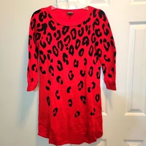 Express Red Leopard Print Sweater